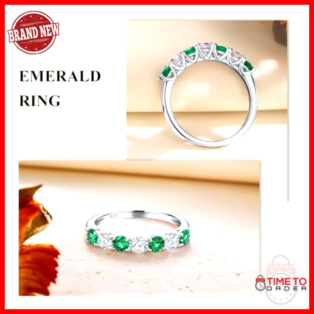 Sterling Silver Stackable Half Eternity Wedding B… - image 3